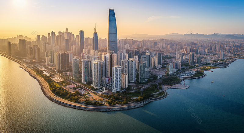 都市航拍青岛东部城区现代化高楼,高清,摄影图,摄影图片,图片大全,摄影图免费下载